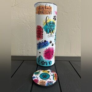 Dog Lover Tumbler 20oz Insulated & Car Coaster Gift Pack Coffee Water Bottle NEW